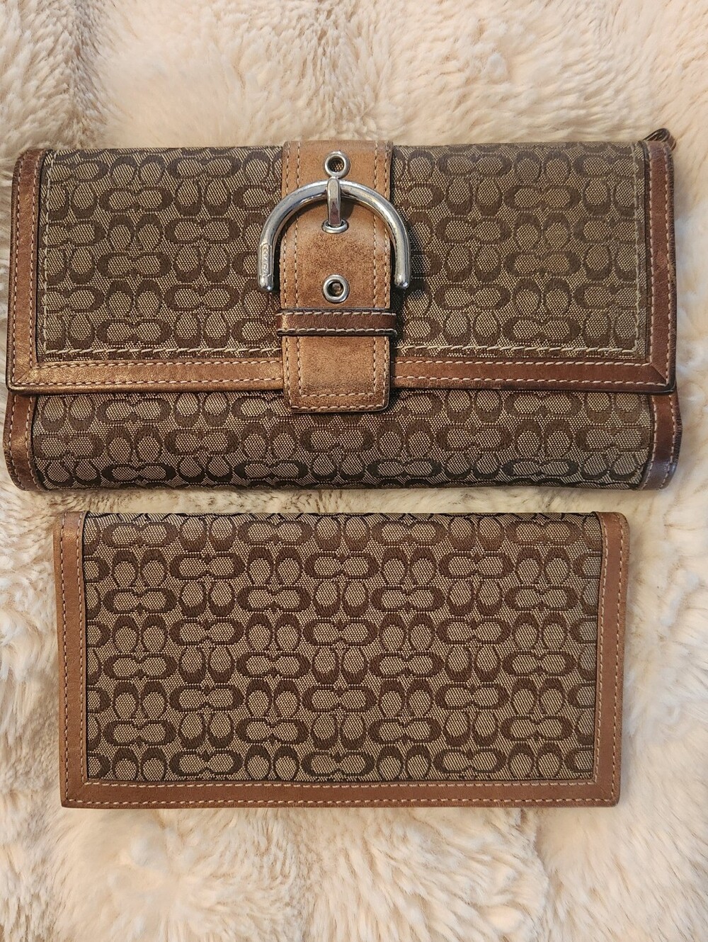 Signature Coach Monogram Brown Canvas Wallet and Checkbook Holder